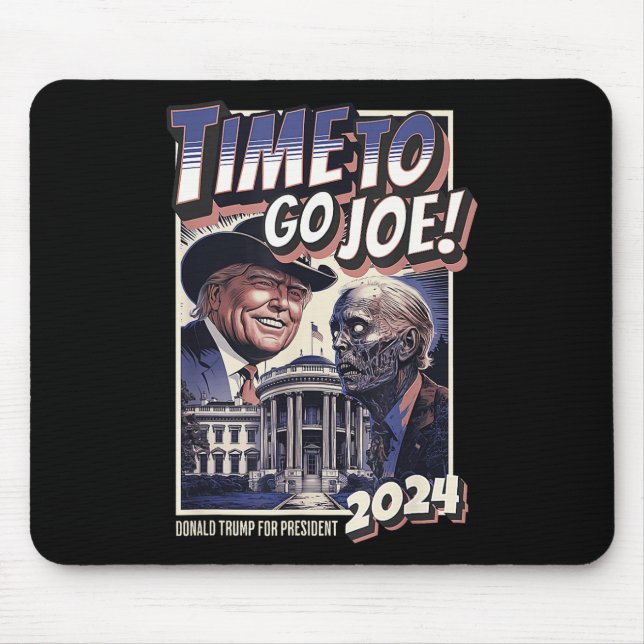 Tapis De Souris Aller Joe Funny Pro Trump &amp; Zombie Biden 2024 (Devant)