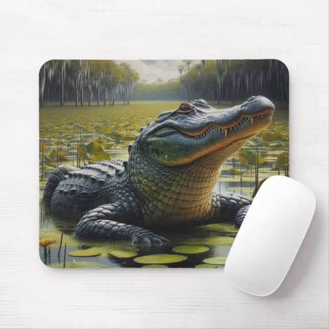 Tapis De Souris Alligator dans le marécage Gator Mousepad (Avec souris)