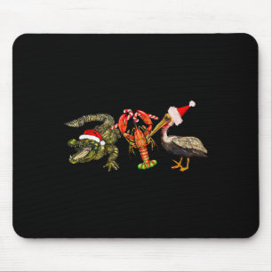 Tapis De Souris Alligator Pélican Écrevisse Noël Drôle de Fête