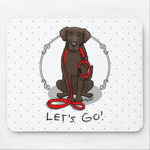Tapis De Souris Allons-y ! Promener le chien Retriever à poil fris