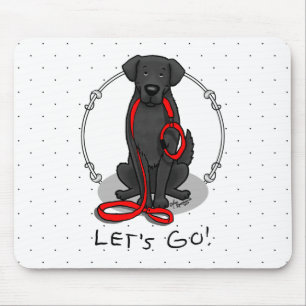 Tapis De Souris Allons-y ! Promenons le chien Retriever à poil pla