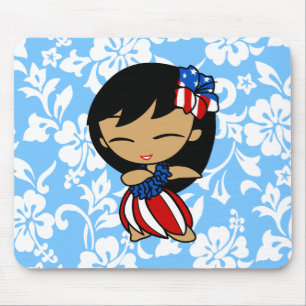 Tapis De Souris Aloha Honeys Patriotique Hula Girl Mousepads