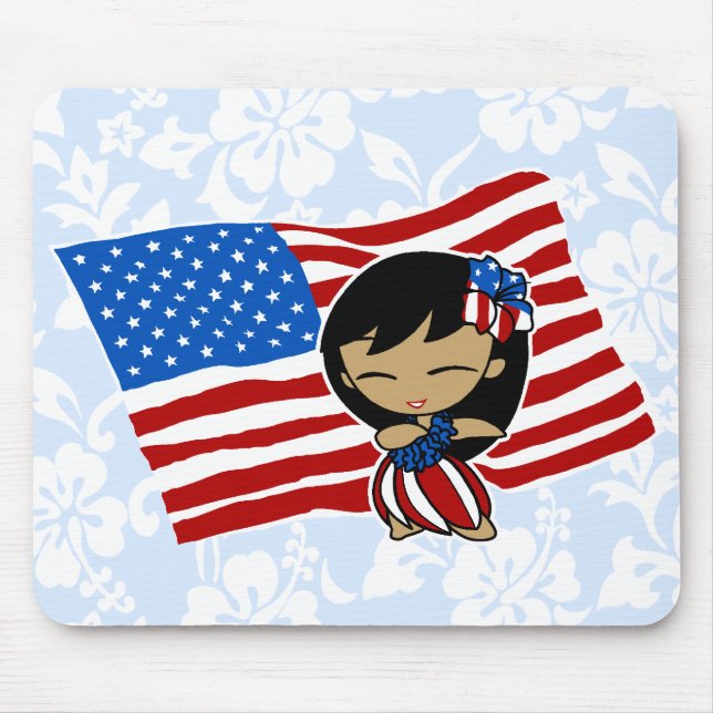 Tapis De Souris Aloha Honeys USA Drapeau Hula Girl Mousepads (Devant)