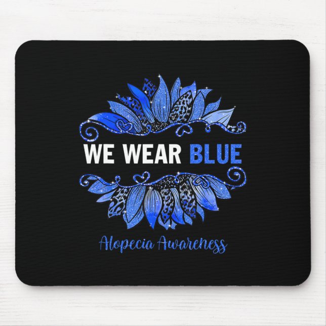 Tapis De Souris Alopecia Aware We Wear Blue Sunflower (Devant)