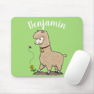 Tapis De Souris Alpaca heureux mignon avec papillon de dessin anim