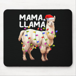 Tapis De Souris Alpaca Llama Xmas Éclairage Santa Hat Mama Llama C