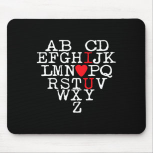 Tapis De Souris Alphabet Abc Je T'Aime T Shirt Saint Valentin Hea