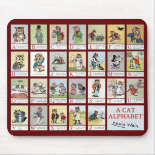 Tapis De Souris Alphabet de chat, Louis Wain