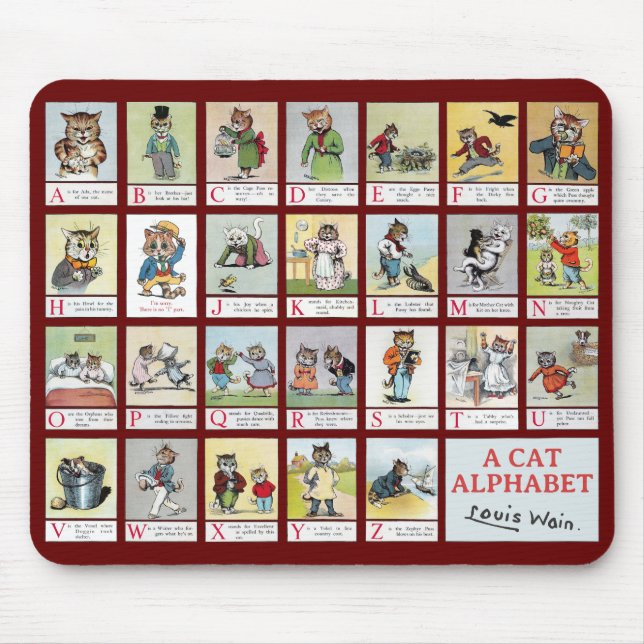 Tapis De Souris Alphabet de chat, Louis Wain (Devant)