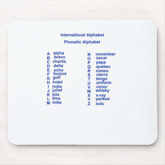 Tapis De Souris Alphabet international (Devant)