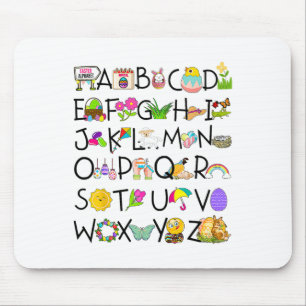 Tapis De Souris Alphabet mignon jour de Pâques drôle Abc Alphabet