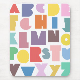 Tapis De Souris Alphabet rétro géométrique