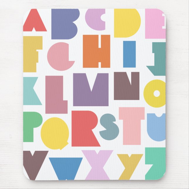 Tapis De Souris Alphabet rétro géométrique (Devant)