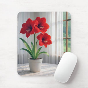 Tapis De Souris Amaryllis Rouge en Fleur 
