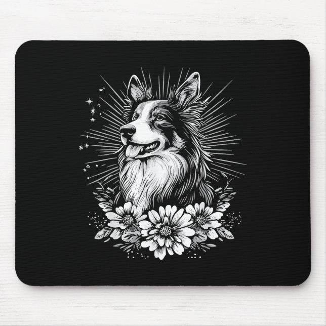 Tapis De Souris Amateur de tatouage Collie Rétro Chien  (Devant)