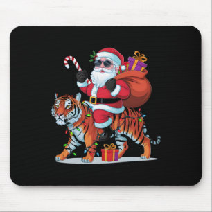 Tapis De Souris Amateur du tigre Éclairage de Noël Santa à cheval