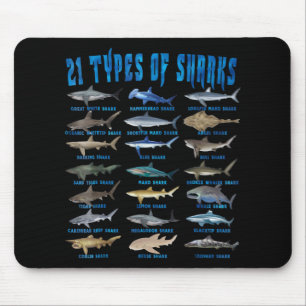 Tapis De Souris Amateurs De Requins 21 Types De Requins Animaux Oc
