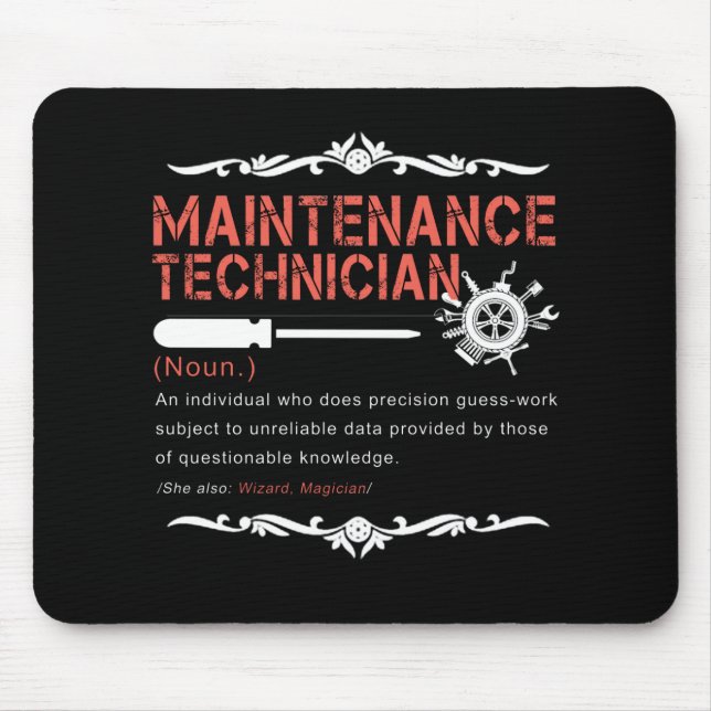 Tapis De Souris Amateurs mécaniques |Définition du technicien de m (Devant)