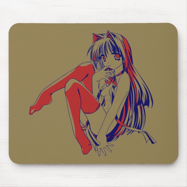 Tapis De Souris Américain Manga Neko Catgirl Kawaii Anime (Devant)