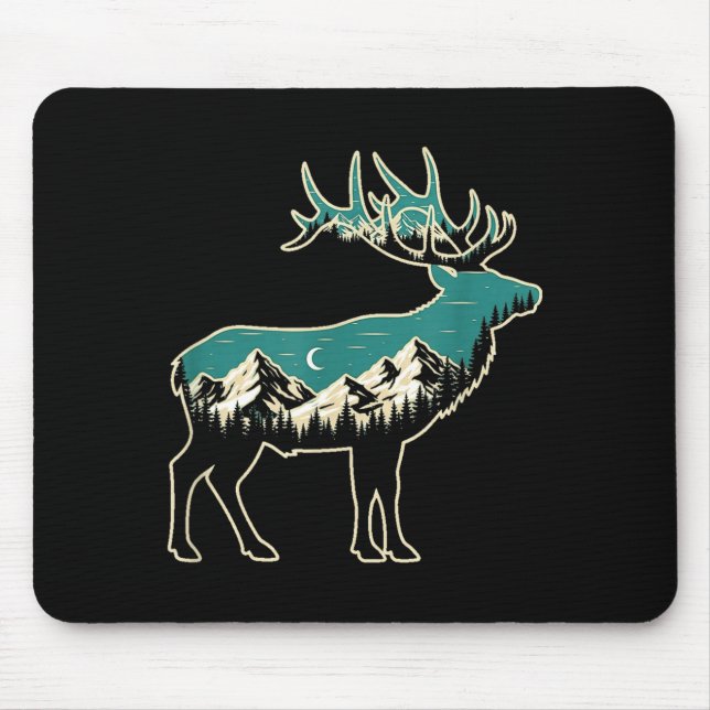 Tapis De Souris American Elk Lover Dad Retro Hunting  (Devant)