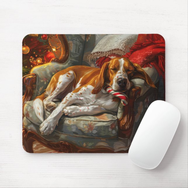 Tapis De Souris American English Foxhound Chien Festif de Noël (Avec souris)