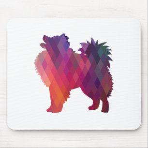 Tapis De Souris American Eskimo Chien Geo Silhouette violet
