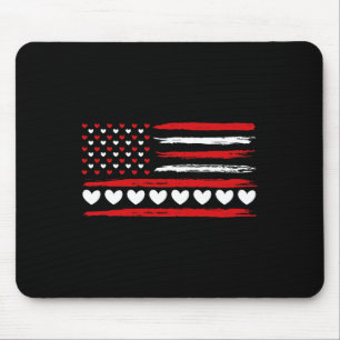 Tapis De Souris American Flag Hearts Aimer Patriotique Happy Valen
