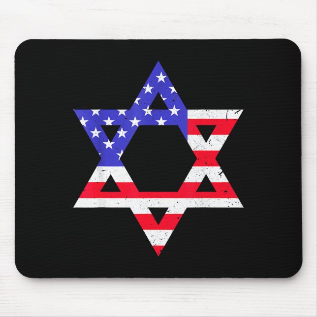 Tapis De Souris American Flag Star Of David Jewish Hanukkah T Shir (Devant)
