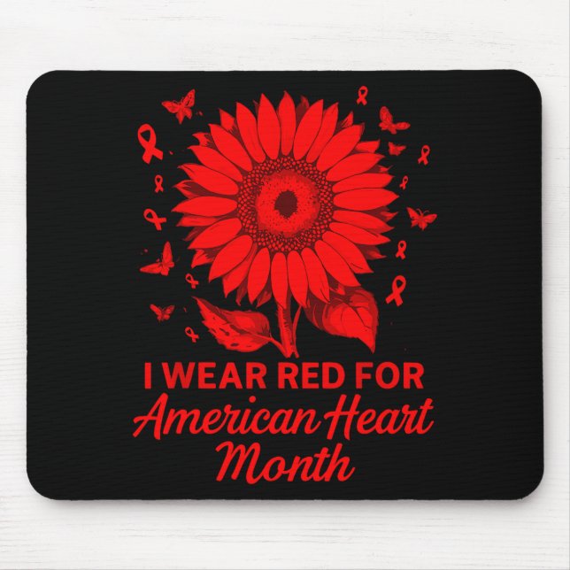 Tapis De Souris American Heart Disease Awareness Month Ribbon Red  (Devant)