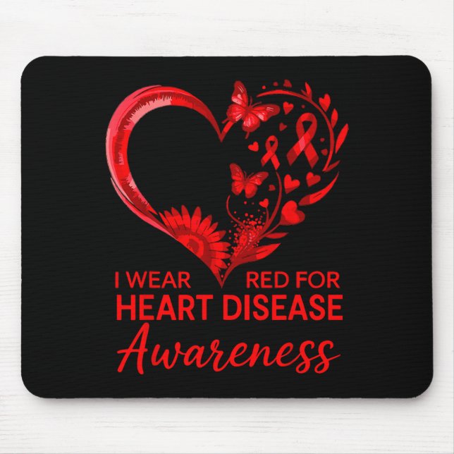 Tapis De Souris American Heart Disease Awareness Month Ribbon Red  (Devant)