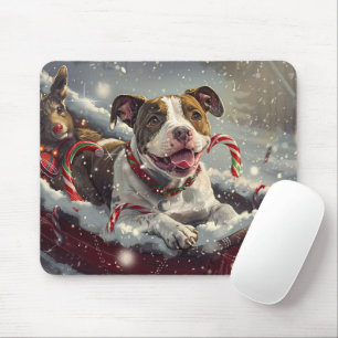 Tapis De Souris American Staffordshire Chien Festif de Noël