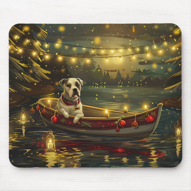 Tapis De Souris American Staffordshire Noël Festival Voyage (Devant)