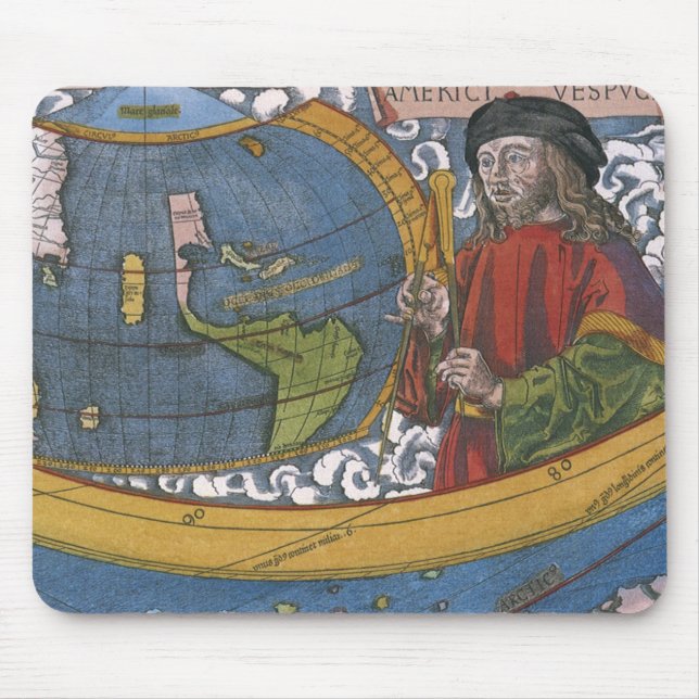Tapis De Souris Amerigo Vespucci Explorer sur une carte des Amériq (Devant)