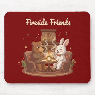 Tapis De Souris Amis au coin du feu Ourson et Lapin Cocoonés