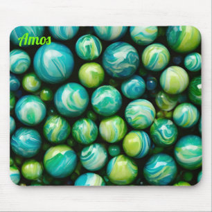 Tapis De Souris AMOS ~ Zany Nuances de Vert et de Bleu ~ Marbres ~