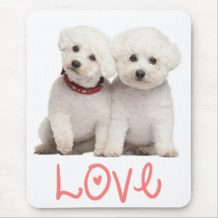 Tapis De Souris Amour Bichon Frise Chien Chien Coquelicot Ordinate