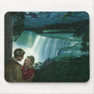 Tapis De Souris Amour de lune de miel vintage, jeunes mariés aux c
