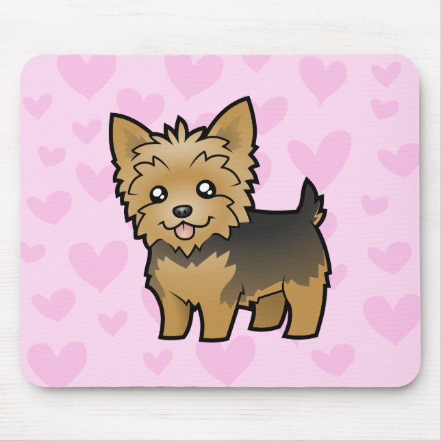 Tapis De Souris Amour de Yorkshire Terrier (cheveux courts aucun (Devant)
