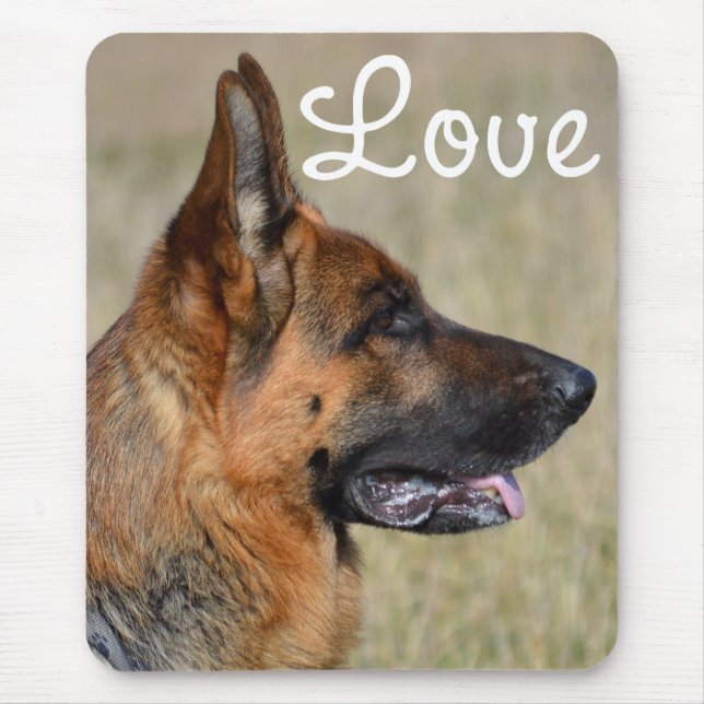 Tapis De Souris Amour du berger allemand Chien coquelicot Mousepad (Devant)