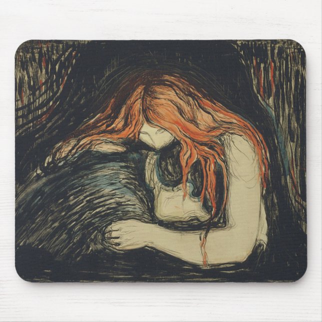 Tapis De Souris Amour et douleur (Le Vampire) (par Edvard Munch) (Devant)