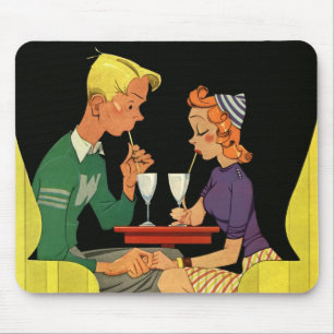 Tapis De Souris Amour et romance vintage, adolescents au magasin d