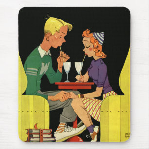 Tapis De Souris Amour et romance vintage, adolescents au salon de 