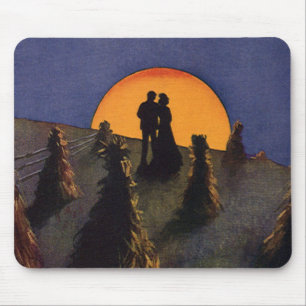 Tapis De Souris Amour et romance vintage, baiser sous la lune de r