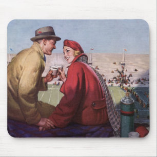 Tapis De Souris Amour et romance vintage, couple au match de footb