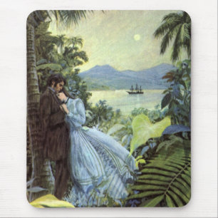 Tapis De Souris Amour et romance vintage, vue tropicale romantique
