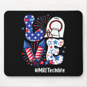 Tapis De Souris Amour Mri Tech Life Usa Drapeau Feu d'artifice 4 j