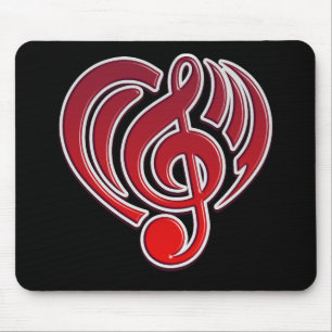 Tapis De Souris Amour Musical Vibrations Rouge Musique Note DJ
