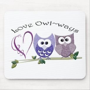 Tapis De Souris Amour Owl~ways, cadeaux mignons d'art de hiboux