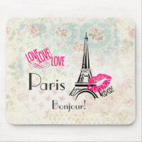 Amour Paris avec Tour Eiffel en Motif Vintage