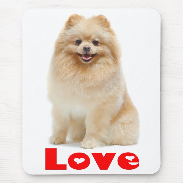 Tapis De Souris Amour Poméranien Pom Pom Puppy Dog Mousepad (Devant)